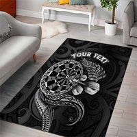 Personalised New Zealand Aotearoa Darts Masters Area Rug Tribal Silver Fern and Ta Moko Dartboard - Polynesian Pride