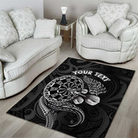 Personalised New Zealand Aotearoa Darts Masters Area Rug Tribal Silver Fern and Ta Moko Dartboard - Polynesian Pride