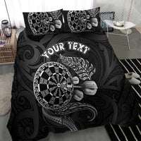 Personalised New Zealand Aotearoa Darts Masters Bedding Set Tribal Silver Fern and Ta Moko Dartboard - Polynesian Pride