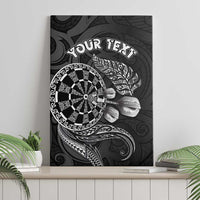 Personalised New Zealand Aotearoa Darts Masters Canvas Wall Art Tribal Silver Fern and Ta Moko Dartboard - Polynesian Pride