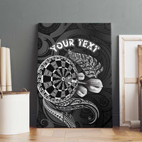 Personalised New Zealand Aotearoa Darts Masters Canvas Wall Art Tribal Silver Fern and Ta Moko Dartboard - Polynesian Pride