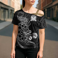 Personalised New Zealand Aotearoa Darts Masters Cross Shoulder Shirt Tribal Silver Fern and Ta Moko Dartboard - Polynesian Pride