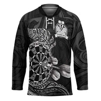 Personalised New Zealand Aotearoa Darts Masters Hockey Jersey Tribal Silver Fern and Ta Moko Dartboard - Polynesian Pride