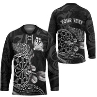 Personalised New Zealand Aotearoa Darts Masters Hockey Jersey Tribal Silver Fern and Ta Moko Dartboard - Polynesian Pride