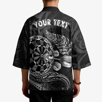 Personalised New Zealand Aotearoa Darts Masters Kimono Tribal Silver Fern and Ta Moko Dartboard - Polynesian Pride