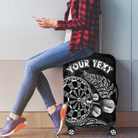Personalised New Zealand Aotearoa Darts Masters Luggage Cover Tribal Silver Fern and Ta Moko Dartboard - Polynesian Pride