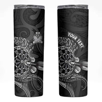 Personalised New Zealand Aotearoa Darts Masters Skinny Tumbler Tribal Silver Fern and Ta Moko Dartboard - Polynesian Pride