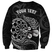 Personalised New Zealand Aotearoa Darts Masters Sweatshirt Tribal Silver Fern and Ta Moko Dartboard - Polynesian Pride