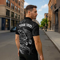 Personalised New Zealand Aotearoa Darts Masters Zipper Polo Shirt Tribal Silver Fern and Ta Moko Dartboard - Polynesian Pride