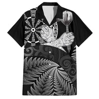 Personalised New Zealand Aotearoa Darts Masters Family Matching Short Sleeve Bodycon Dress and Hawaiian Shirt Silver Fern and Maori Spirit - Polynesian Pride