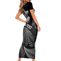 Personalised New Zealand Aotearoa Darts Masters Family Matching Short Sleeve Bodycon Dress and Hawaiian Shirt Silver Fern and Maori Spirit - Polynesian Pride