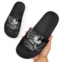 Personalised New Zealand Aotearoa Darts Masters Slide Sandals Silver Fern and Maori Spirit - Polynesian Pride