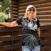 Personalised New Zealand Aotearoa Darts Masters Women Polo Shirt Silver Fern and Maori Spirit - Polynesian Pride