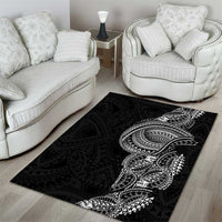 Traditional Polynesian Art Tattoos Area Rug Black Color - Polynesian Pride