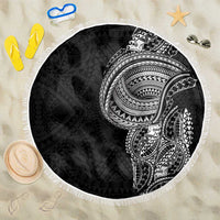 Traditional Polynesian Art Tattoos Beach Blanket Black Color LT03 One Size 150cm Black - Polynesian Pride