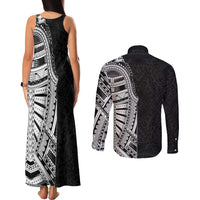 Traditional Polynesian Art Tattoos Couples Matching Tank Maxi Dress and Long Sleeve Button Shirt Black Color LT03 - Polynesian Pride