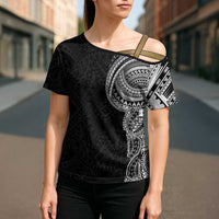 Traditional Polynesian Art Tattoos Cross Shoulder Shirt Black Color LT03 - Polynesian Pride