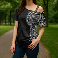 Traditional Polynesian Art Tattoos Cross Shoulder Shirt Black Color LT03 - Polynesian Pride