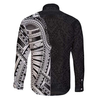 Traditional Polynesian Art Tattoos Family Matching Long Sleeve Bodycon Dress and Hawaiian Shirt Black Color - Polynesian Pride