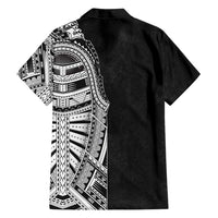 Traditional Polynesian Art Tattoos Family Matching Off Shoulder Short Dress and Hawaiian Shirt Black Color - Polynesian Pride
