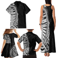 Traditional Polynesian Art Tattoos Family Matching Tank Maxi Dress and Hawaiian Shirt Black Color - Polynesian Pride