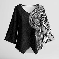 Traditional Polynesian Art Tattoos Kimono Sleeve Blouse Black Color LT03 Female Black - Polynesian Pride
