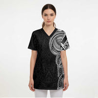 Traditional Polynesian Art Tattoos Scrub Top Black Color LT03 - Polynesian Pride