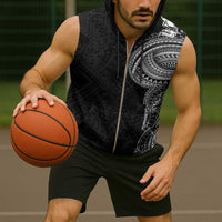Traditional Polynesian Art Tattoos Sleeveless Zip Hoodie Black Color LT03 - Polynesian Pride