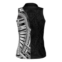 Traditional Polynesian Art Tattoos Women Sleeveless Polo Shirt Black Color LT03 - Polynesian Pride