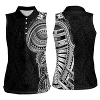 Traditional Polynesian Art Tattoos Women Sleeveless Polo Shirt Black Color LT03 - Polynesian Pride