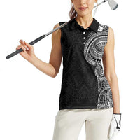 Traditional Polynesian Art Tattoos Women Sleeveless Polo Shirt Black Color LT03 - Polynesian Pride
