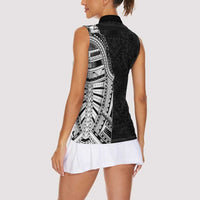 Traditional Polynesian Art Tattoos Women Sleeveless Polo Shirt Black Color LT03 - Polynesian Pride