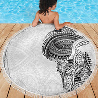 Traditional Polynesian Art Tattoos Beach Blanket White Color LT03 - Polynesian Pride
