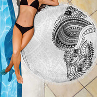 Traditional Polynesian Art Tattoos Beach Blanket White Color LT03 - Polynesian Pride