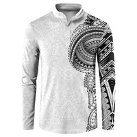 Traditional Polynesian Art Tattoos Button Sweatshirt White Color LT03 White - Polynesian Pride