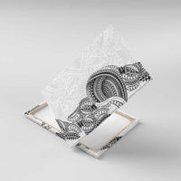 Traditional Polynesian Art Tattoos Canvas Wall Art White Color LT03 With Frame White - Polynesian Pride