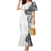 Traditional Polynesian Art Tattoos Family Matching Mermaid Dress and Hawaiian Shirt White Color - Polynesian Pride