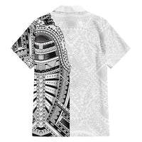 Traditional Polynesian Art Tattoos Family Matching Tank Maxi Dress and Hawaiian Shirt White Color - Polynesian Pride