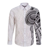 Traditional Polynesian Art Tattoos Long Sleeve Button Shirt White Color LT03 Unisex White - Polynesian Pride