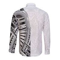 Traditional Polynesian Art Tattoos Long Sleeve Button Shirt White Color LT03 - Polynesian Pride