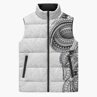 Traditional Polynesian Art Tattoos Sleeveless Puffer Jacket White Color LT03 Unisex White - Polynesian Pride