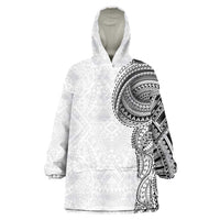 Traditional Polynesian Art Tattoos Wearable Blanket Hoodie White Color LT03 One Size White - Polynesian Pride