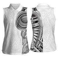 Traditional Polynesian Art Tattoos Women Sleeveless Polo Shirt White Color LT03 - Polynesian Pride