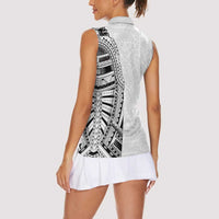 Traditional Polynesian Art Tattoos Women Sleeveless Polo Shirt White Color LT03 - Polynesian Pride