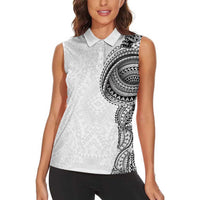 Traditional Polynesian Art Tattoos Women Sleeveless Polo Shirt White Color LT03 - Polynesian Pride