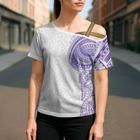 Traditional Polynesian Art Tattoos Cross Shoulder Shirt Purple Color LT03 - Polynesian Pride