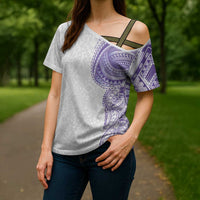 Traditional Polynesian Art Tattoos Cross Shoulder Shirt Purple Color LT03 - Polynesian Pride