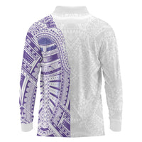 Traditional Polynesian Art Tattoos Long Sleeve Polo Shirt Purple Color LT03 - Polynesian Pride