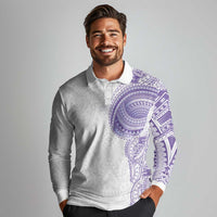 Traditional Polynesian Art Tattoos Long Sleeve Polo Shirt Purple Color LT03 - Polynesian Pride