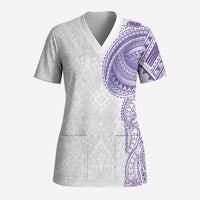 Traditional Polynesian Art Tattoos Scrub Top Purple Color LT03 Adult Purple - Polynesian Pride